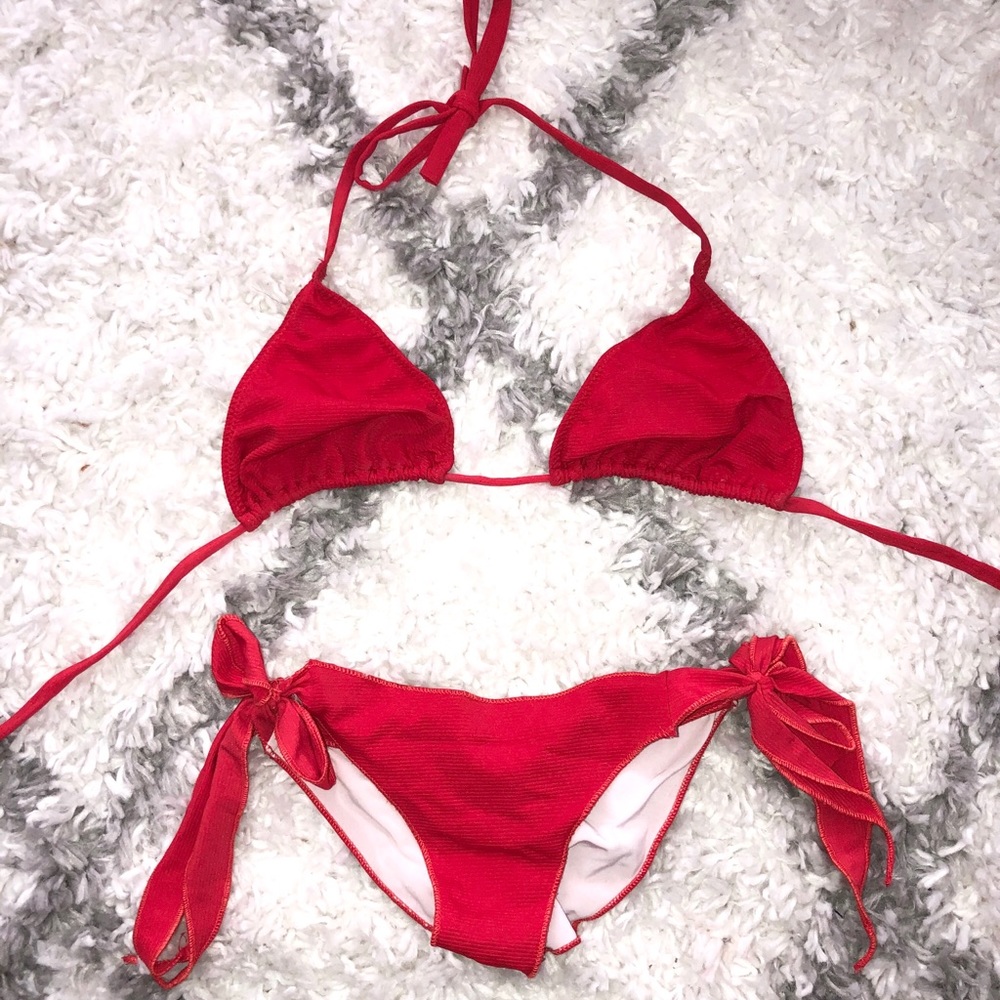 Red Bikini Set With Bows